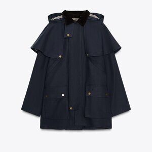 SOLD OUT Zara Contrast Collar Hooded Trench ZW COLLECTION SIZE SMALL